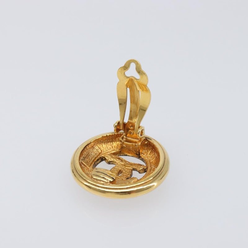 Chanel Vintage Cc Round Clip-On Metal Gold Bijoux