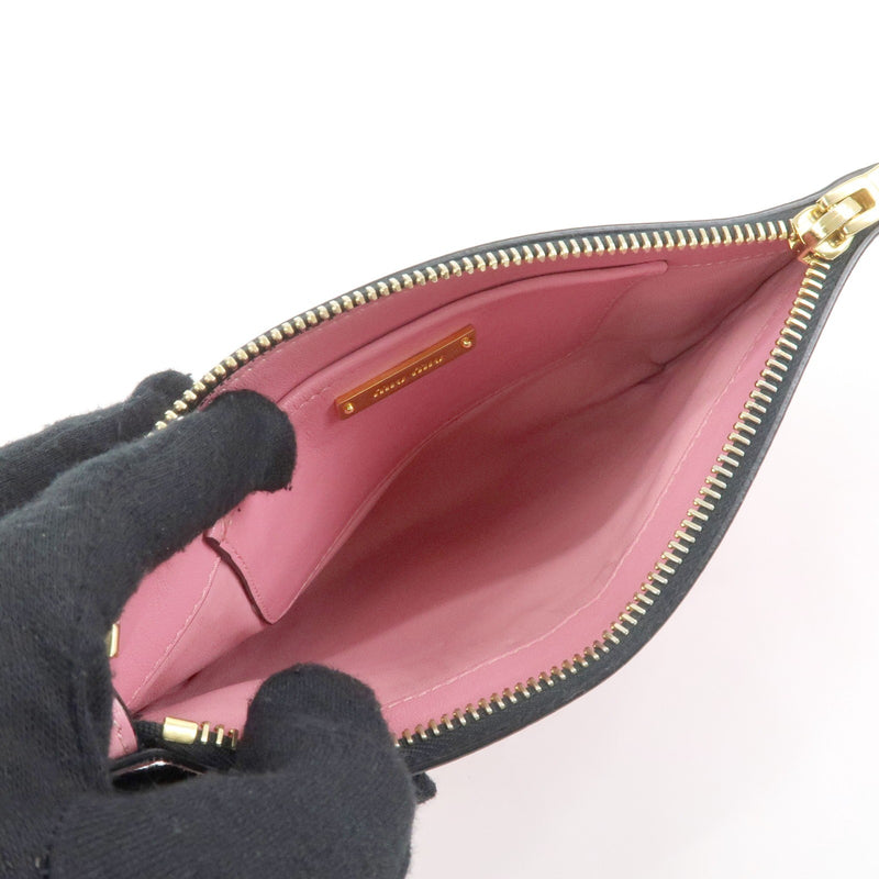 Miu Miu Logo Chain Clutch Shearling Pink Leather