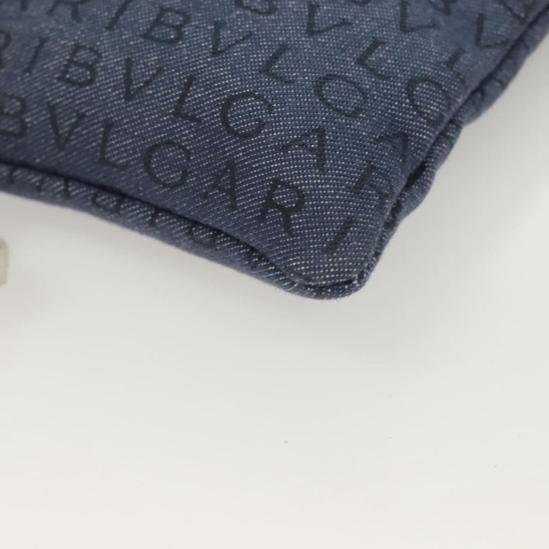 Bvlgari Logomania Canvas With Leather Blue Bag