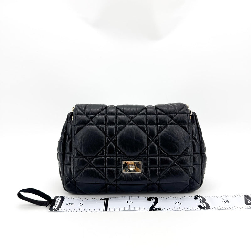 Christian Dior Milly La Foret Cannage Quilt Lambskin Black Leather Bag