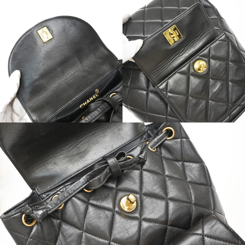 Chanel Vintage Cc Pocket Quilted Lambskin Black Leather Bag