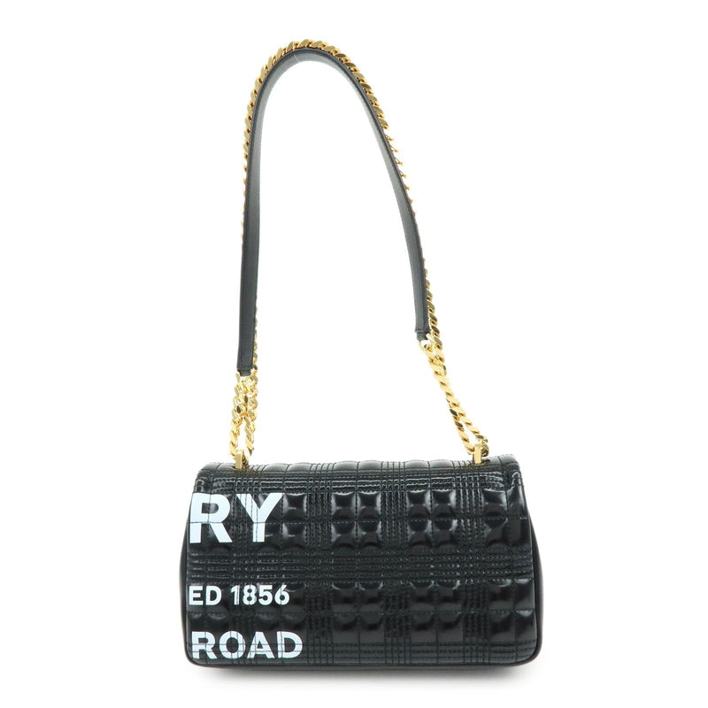 Burberry Lola Clutch On Chain Quilted Leather Black