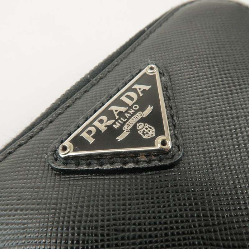 Prada Bifold Zip Around Saffiano Leather Black Accessory