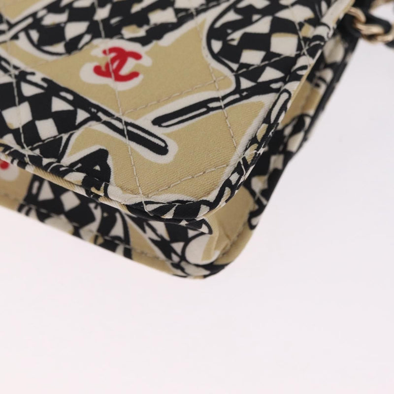 Chanel Flap Card Holder On Chain Quilted Printed Canvas Multicolour Bag