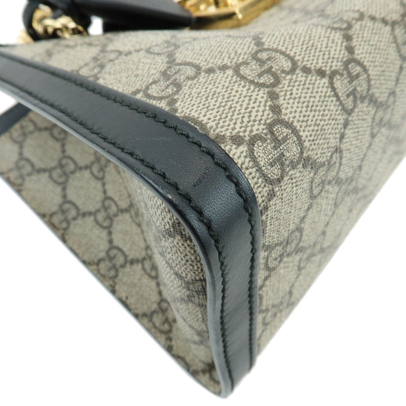 Gucci Padlock Chain Gg Coated Canvas With Leather Beige Bag