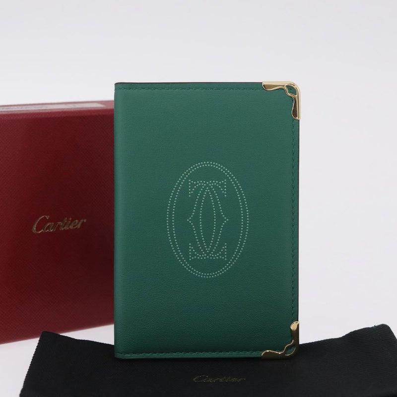 Cartier Coin Purse Must De Leather Green Accessory