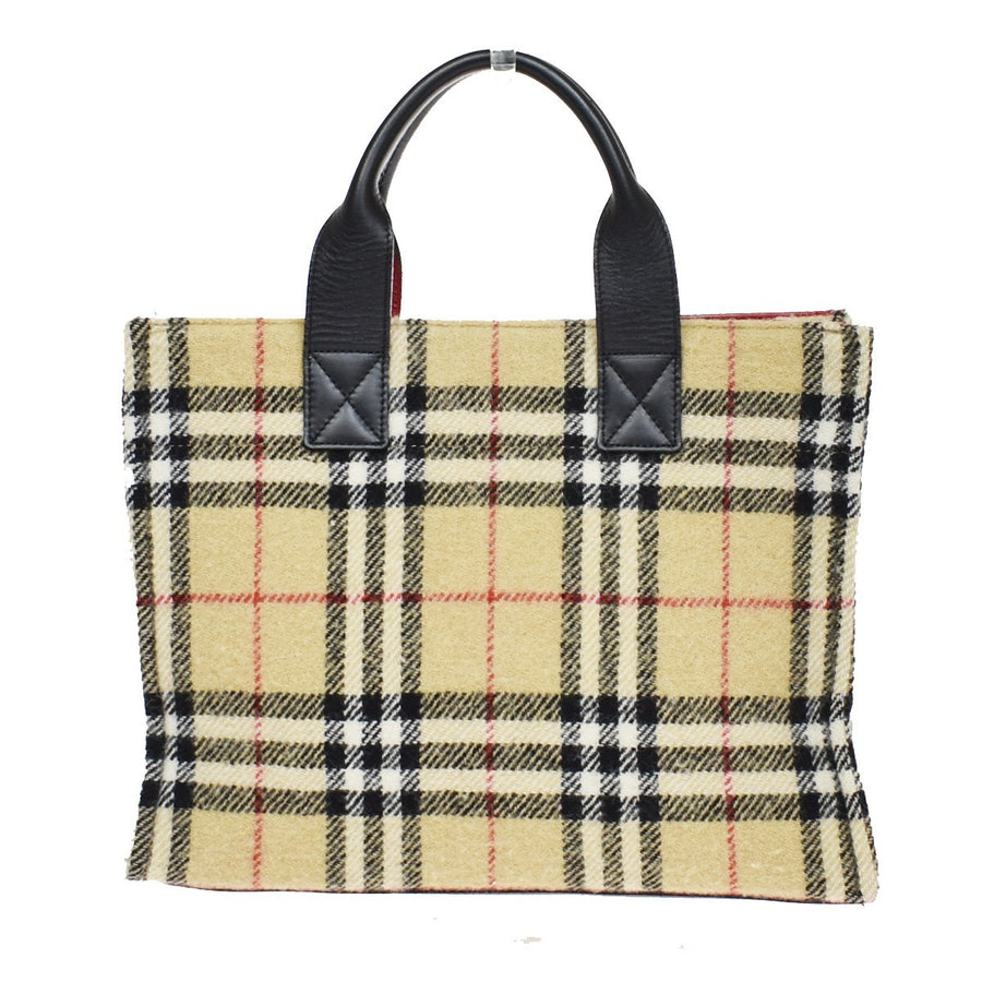 Burberry Nova Check Blue Label Cotton Beige Wool Bag