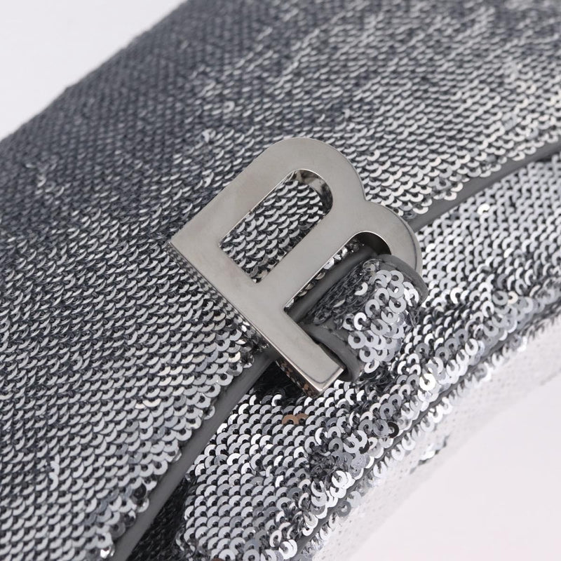 Balenciaga Hourglass Chain Leather With Sequins Silver Bag