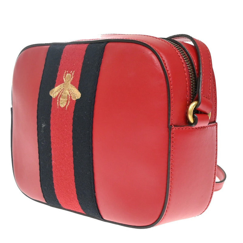 Gucci Bee Web Camera Leather Red Bag