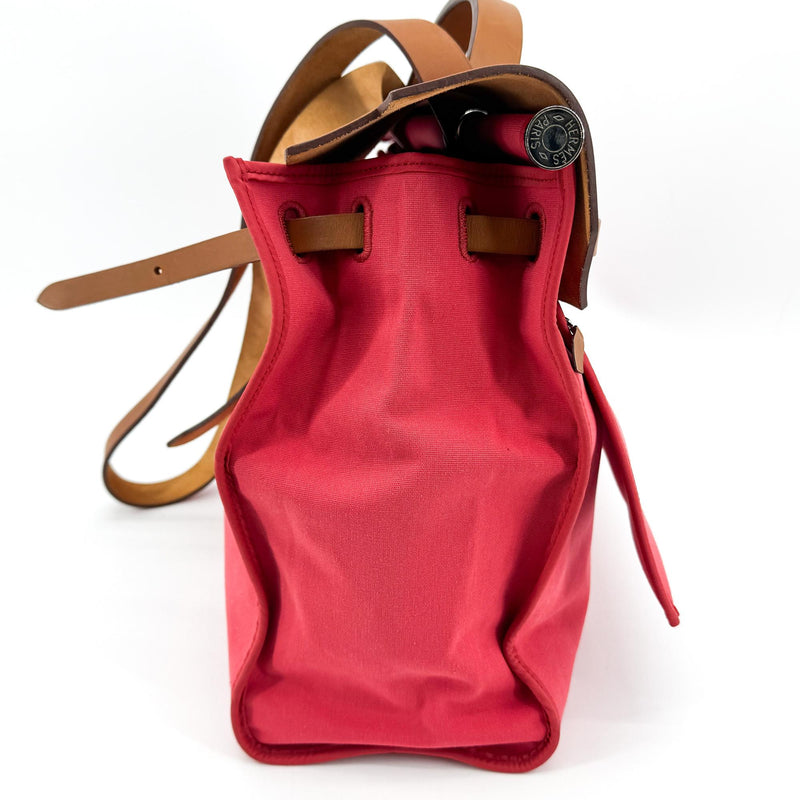 Hermes Herbag Toile And Leather Pink Canvas Bag