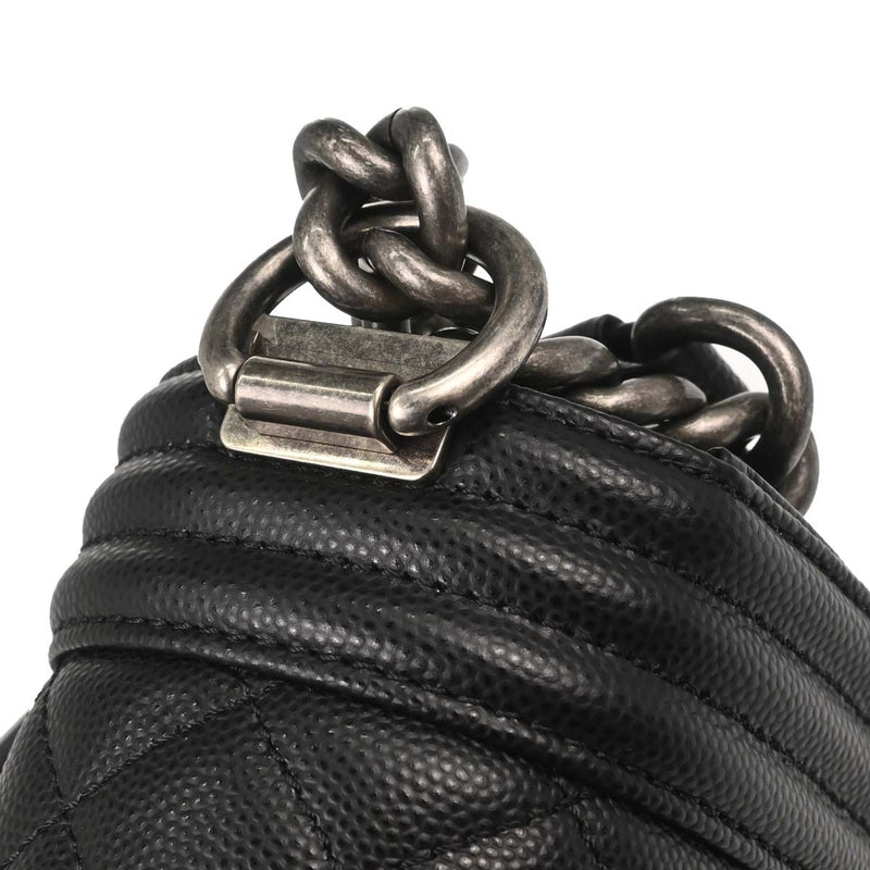Chanel So Black Boy Flap Quilted Caviar Calfskin Bag