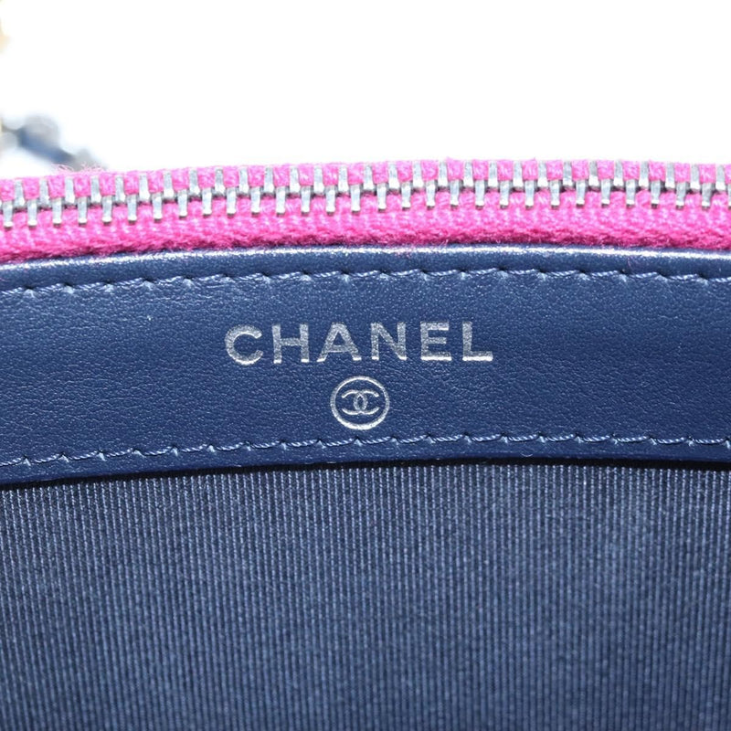 Chanel Gabrielle Double Zip Clutch With Chain Quilted Tweed Pink