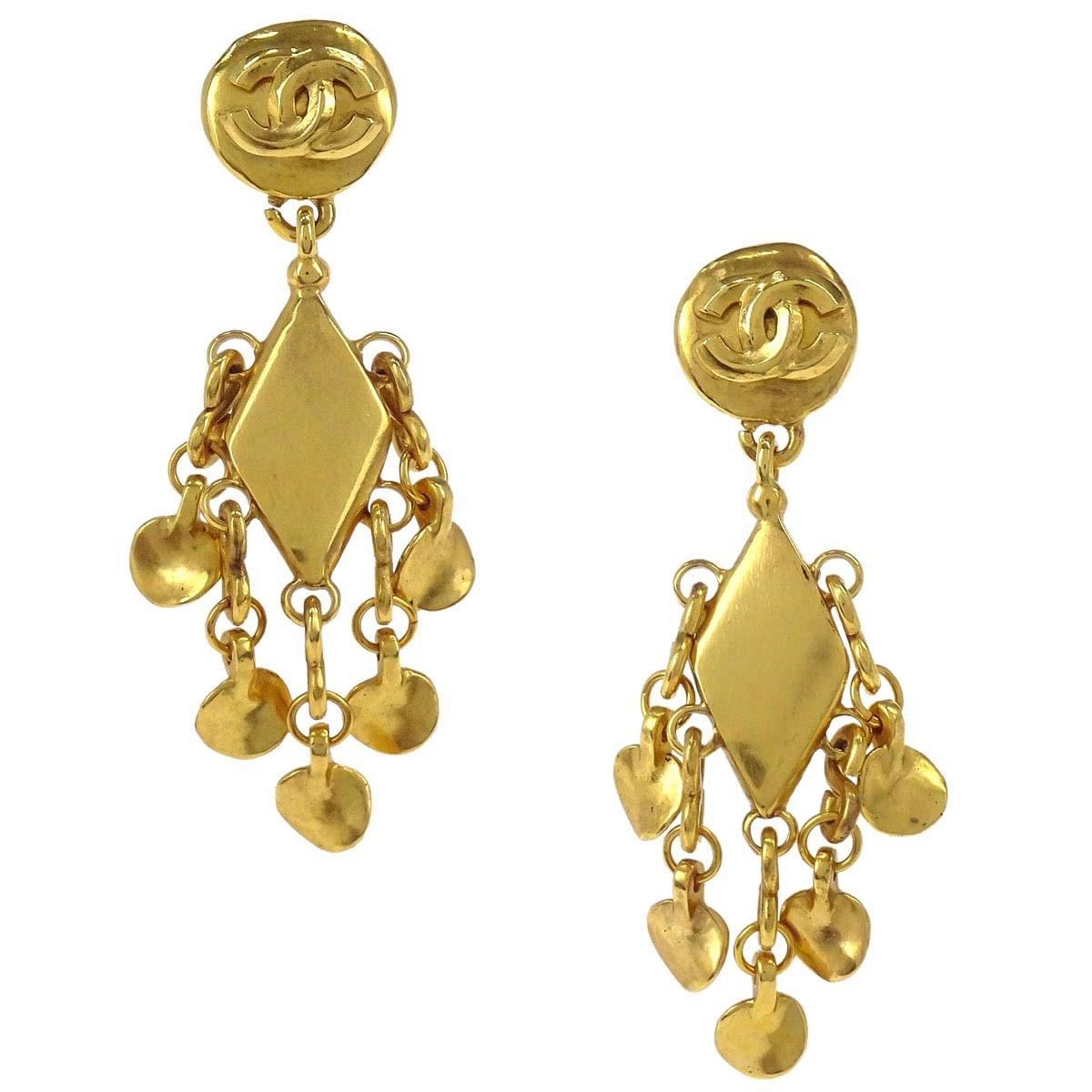 Chanel Cc Rhombus Clip-On Metal Gold Gold_plated Bijoux