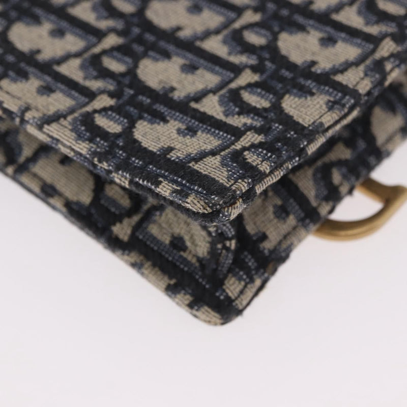 Christian Dior Vertical Saddle Chain Oblique Canvas Navy Bag
