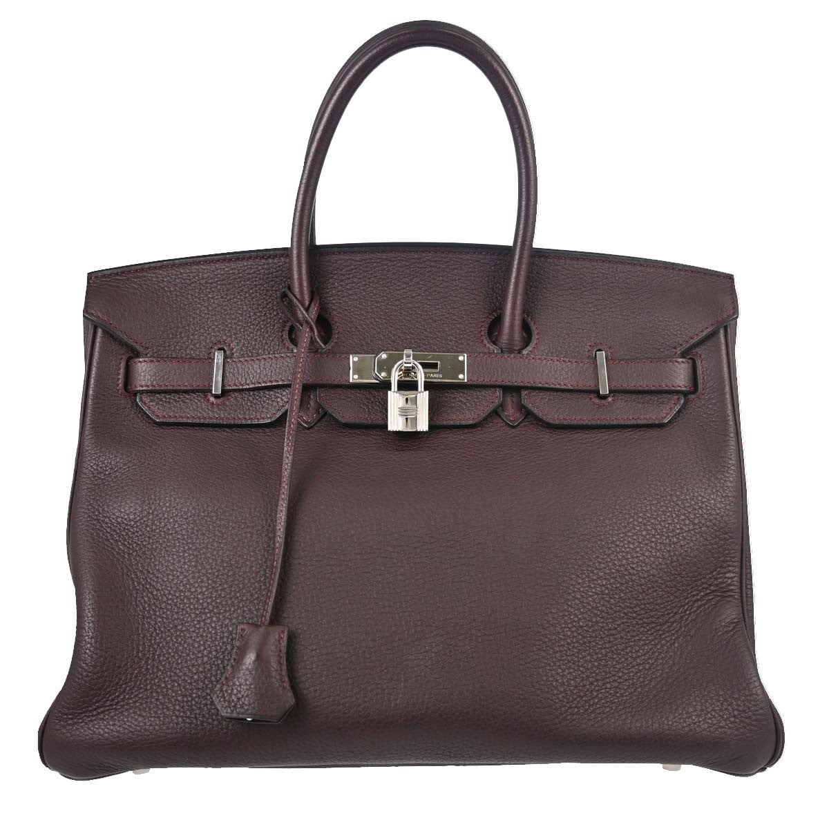 Hermes Birkin Purple Togo With Palladium Hardware Burgundy Leather Bag