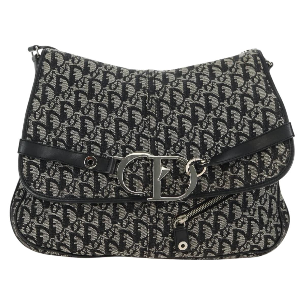 Christian Dior Vintage Cd Flap Messenger Diorissimo Canvas Black