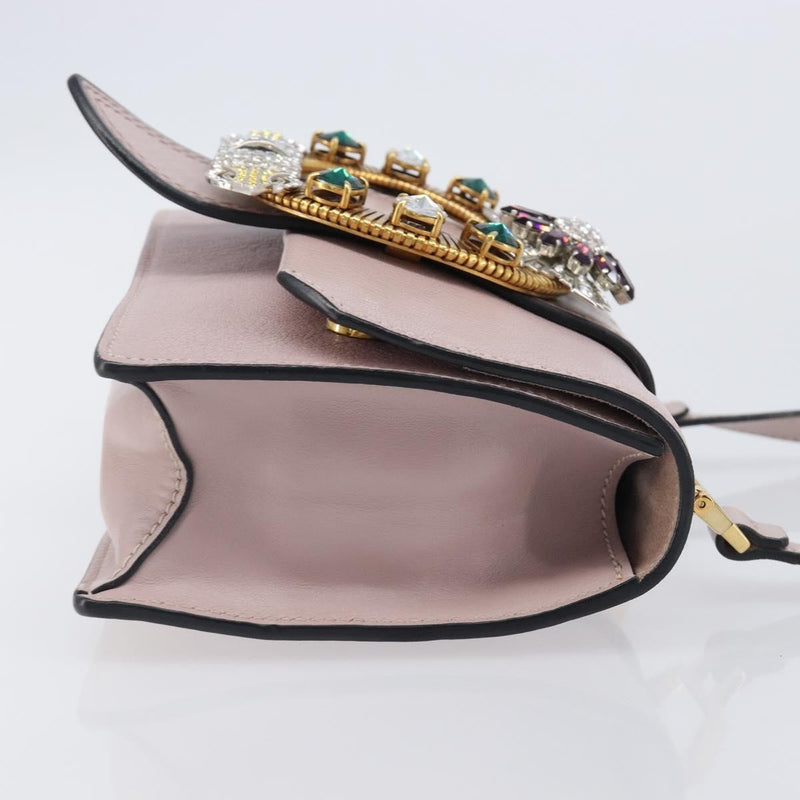 Miu Miu Madras Crystal Flap Leather Pink Bag
