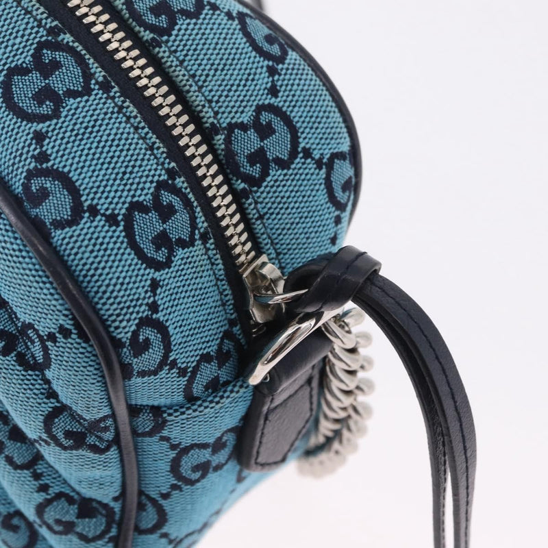 Gucci Gg Marmont Multicolor Diagonal Quilted Canvas Blue Bag