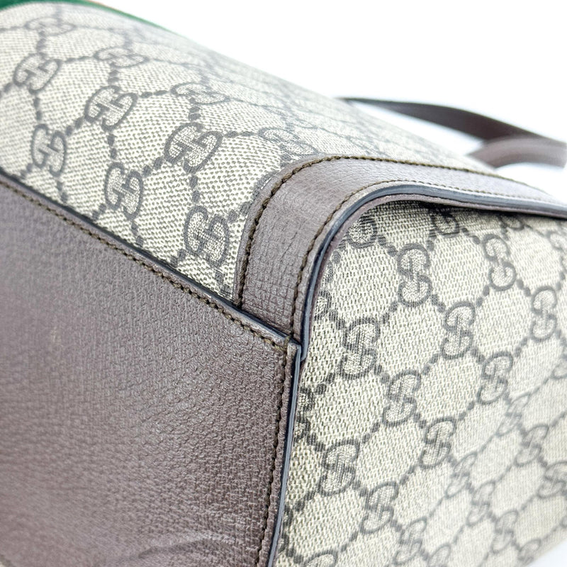 Gucci Ophidia Top Handle Gg Coated Canvas Brown Bag