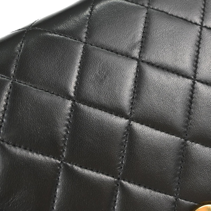 Chanel Vintage Full Flap Quilted Lambskin Black Leather Bag