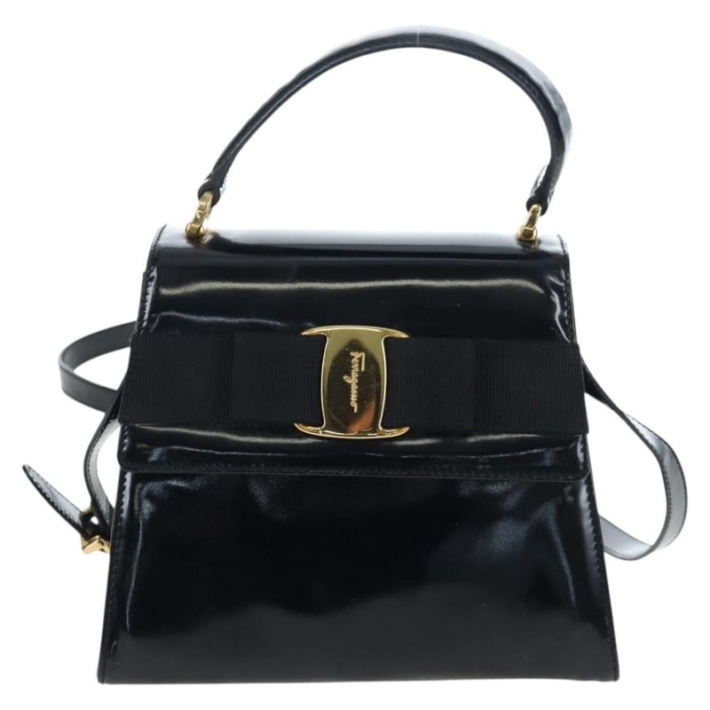 Salvatore Ferragamo Vala Patent Leather Black Patent_leather Bag