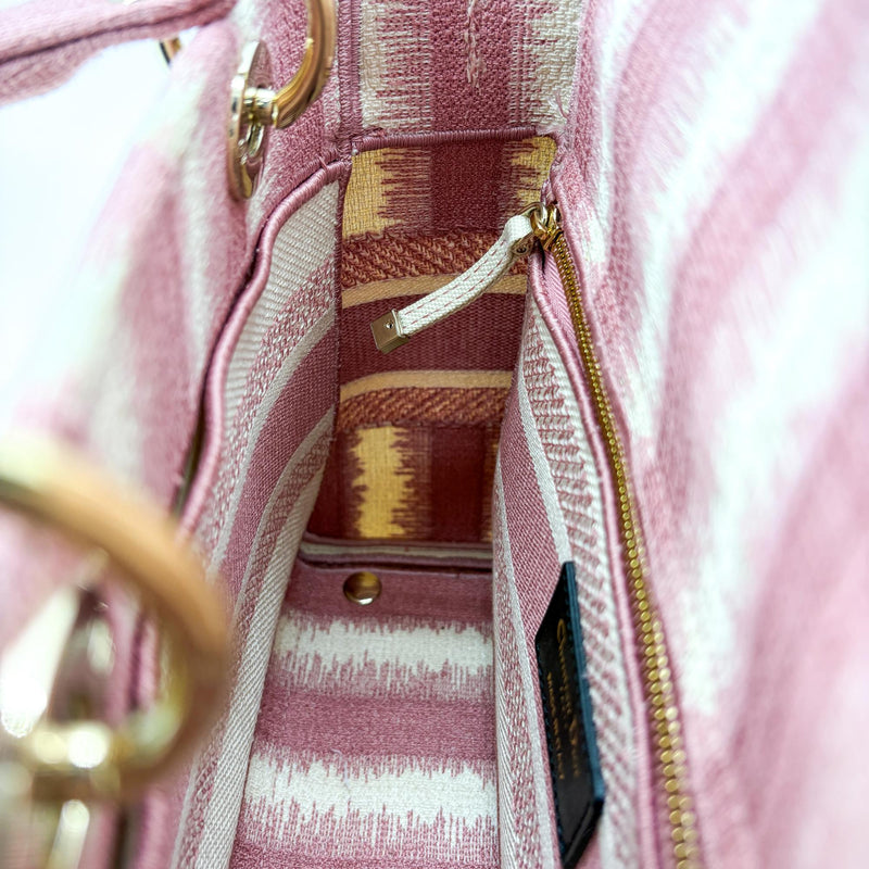 Christian Dior Lady D-Lite Embroidered Canvas Pink Bag