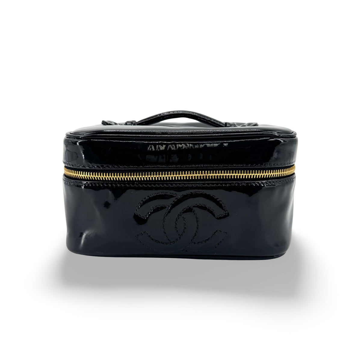 Chanel Vintage Timeless Cosmetic Case Patent Black Patent_leather Bag