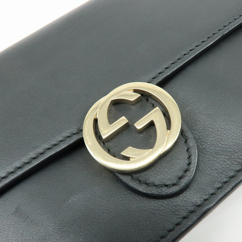 Gucci Interlocking Wallet On Chain Leather Black Bag