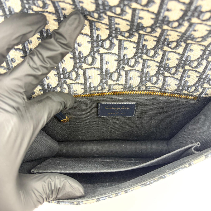 Christian Dior 30 Montaigne Flap Oblique Canvas Navy Bag
