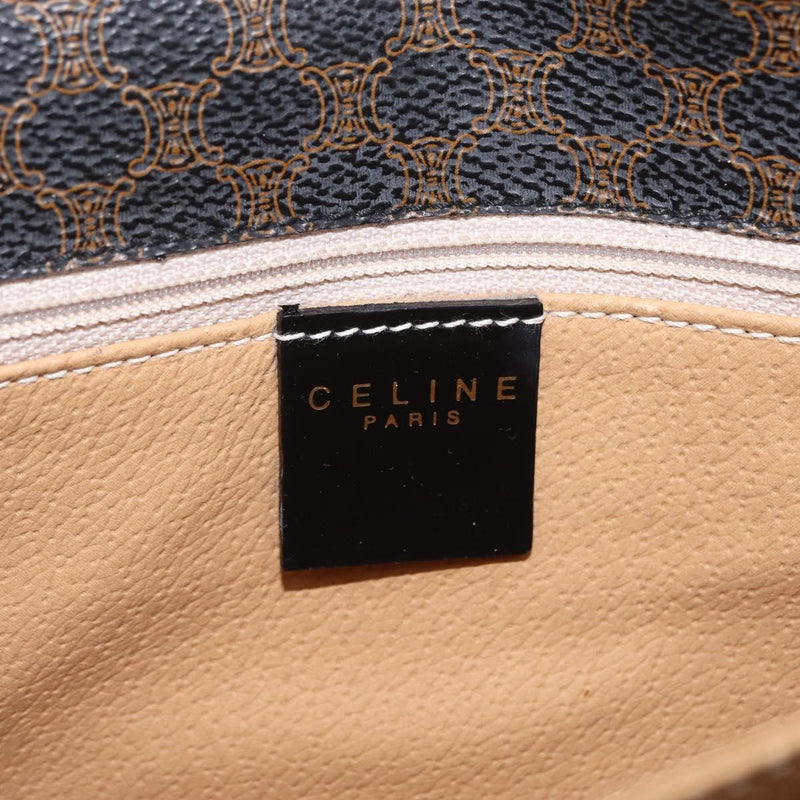 Celine Vintage Horse Carriage C Macadam Canvas And Leather Black Bag