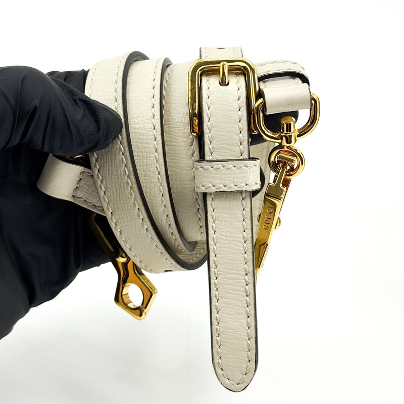 Gucci Horsebit 1955 Top Handle Gg Coated Canvas With Leather White Bag