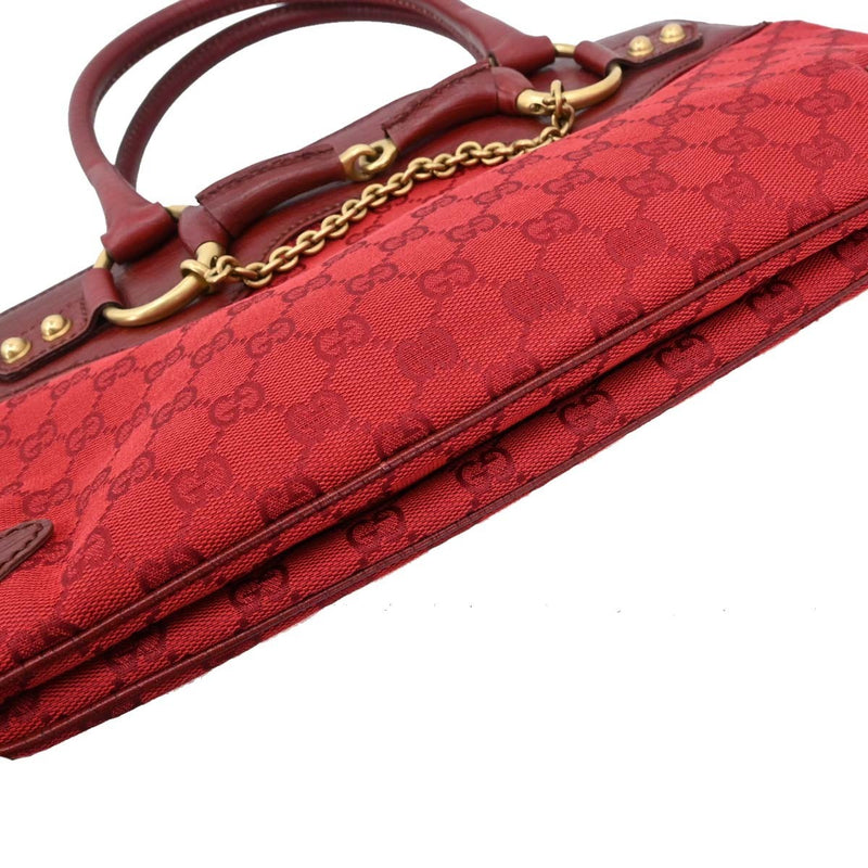 Gucci Horsebit Bracket Gg Canvas Red Bag