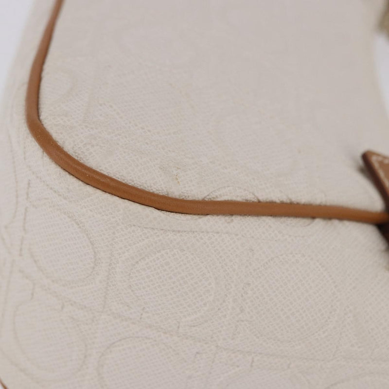 Salvatore Ferragamo Gancini Canvas And Leather White Bag
