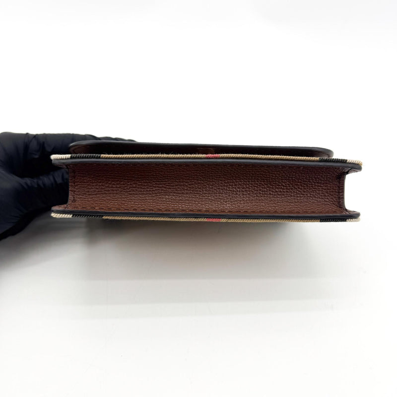 Burberry Folding Vintage Check Canvas And Leather Brown Accessory