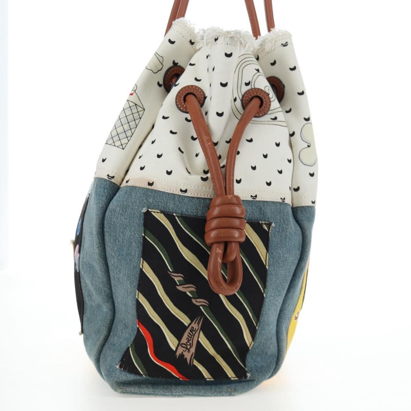 Loewe Paulas Ibiza Flamenco Knot Patchwork Denim And Leather Multicolour Denim_jeans Bag