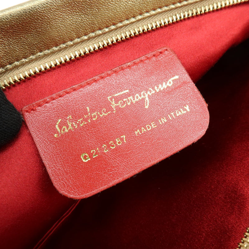Salvatore Ferragamo Gancini Leather Gold Bag