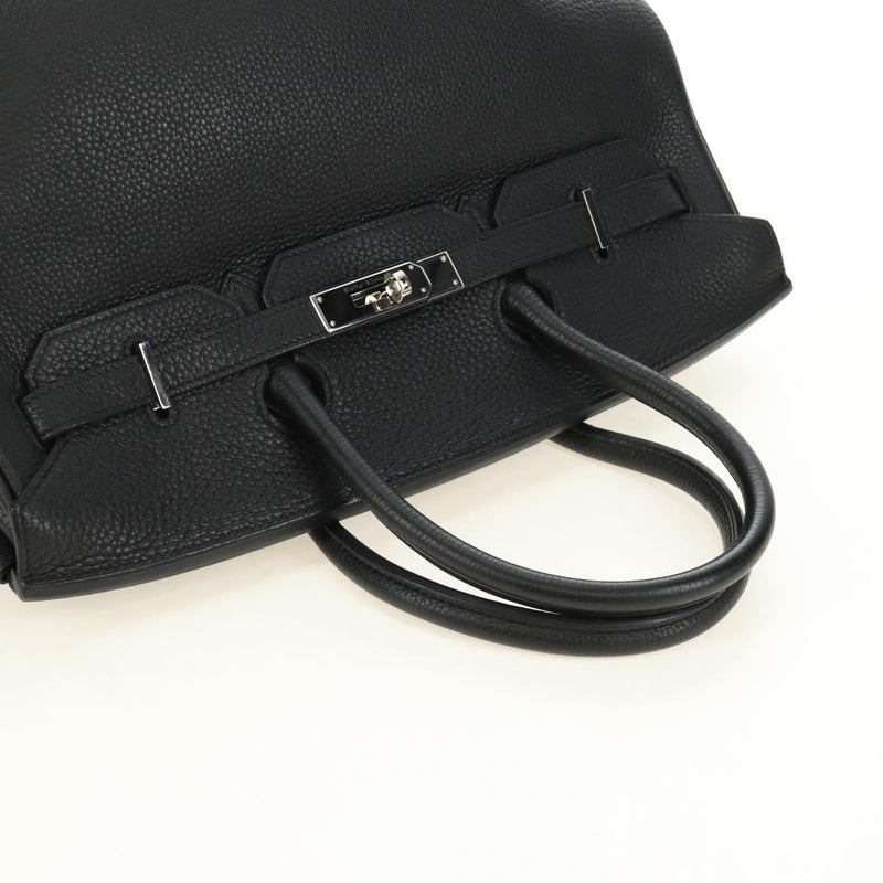 Hermes Birkin Black Clemence With Palladium Hardware Leather Bag