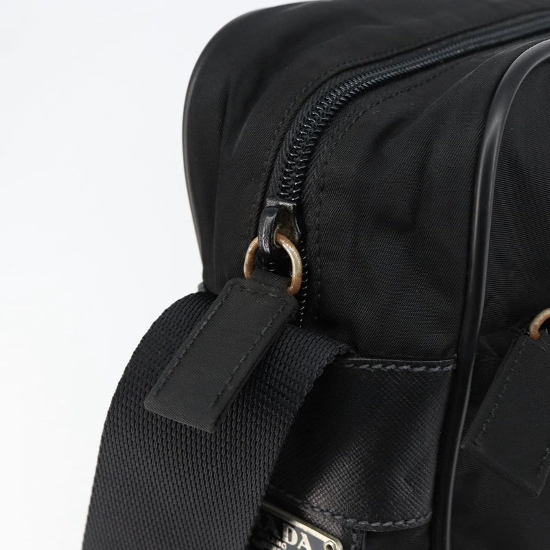 Prada Zip Messenger Tessuto With Leather Black Nylon