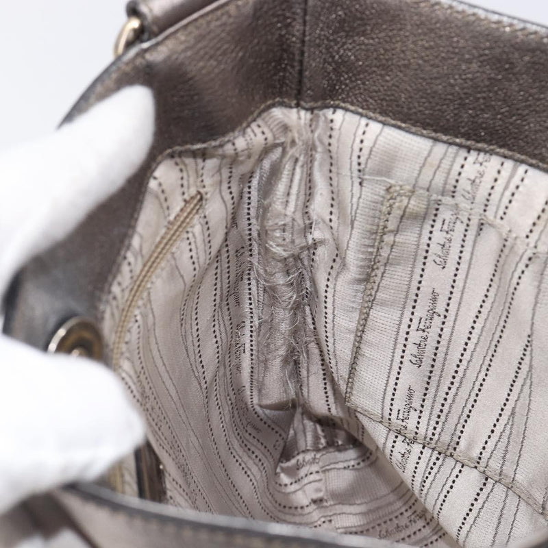 Salvatore Ferragamo Gancini Leather Gold Bag