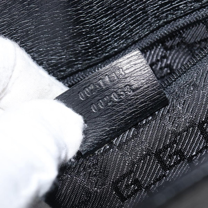 Gucci Vintage G Logo Canvas Black Leather Bag