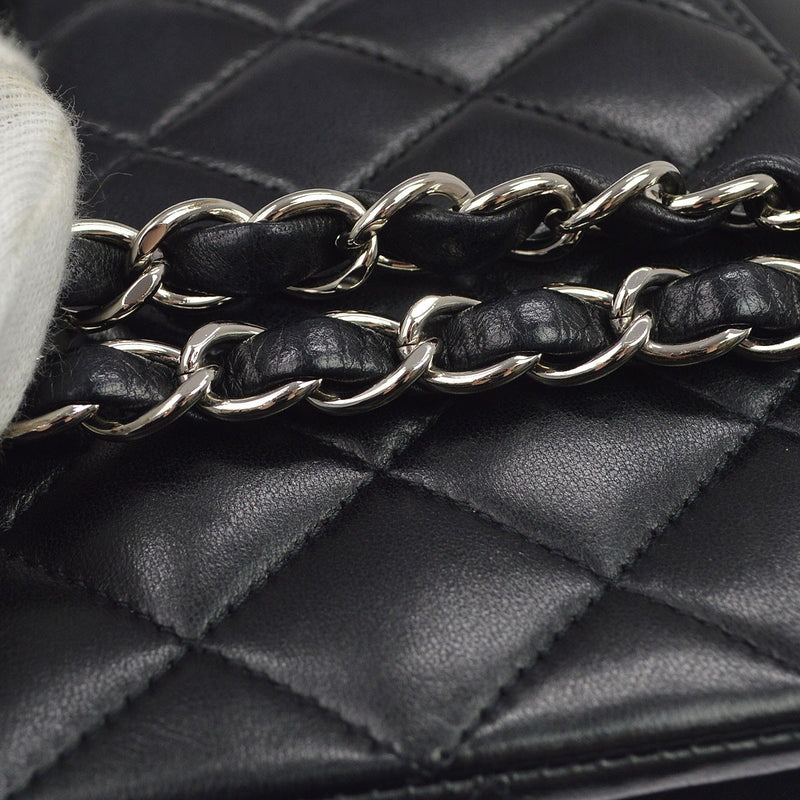 Chanel Classic Timeless Double Flap Quilted Lambskin Black Leather Bag