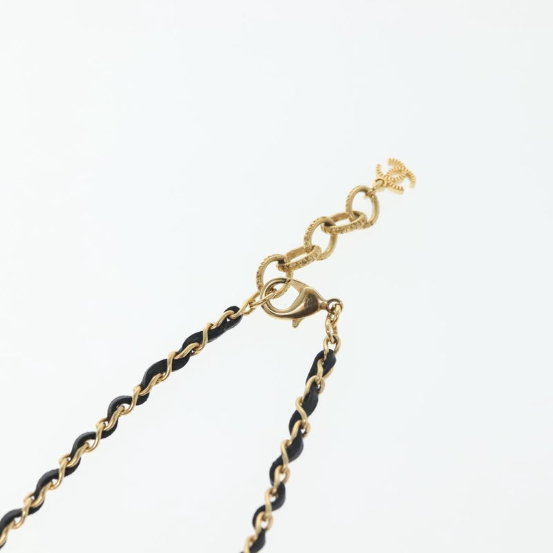 Chanel Cc Perfume Bottle Pendant Chain Long Metal With Leather, Crystals And Faux Pearl Gold Bijoux