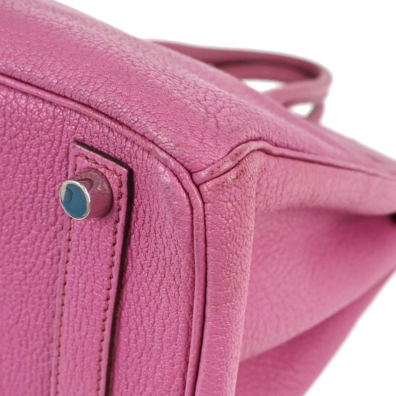 Hermes Hac Birkin Pink Chevre De Coromandel With Palladium Hardware Leather Bag