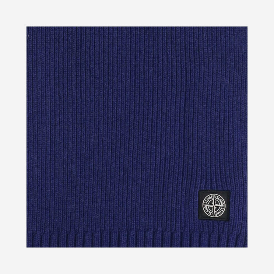 Stone Island Wool Blend Ribbed Scarf — Navy Scarfs