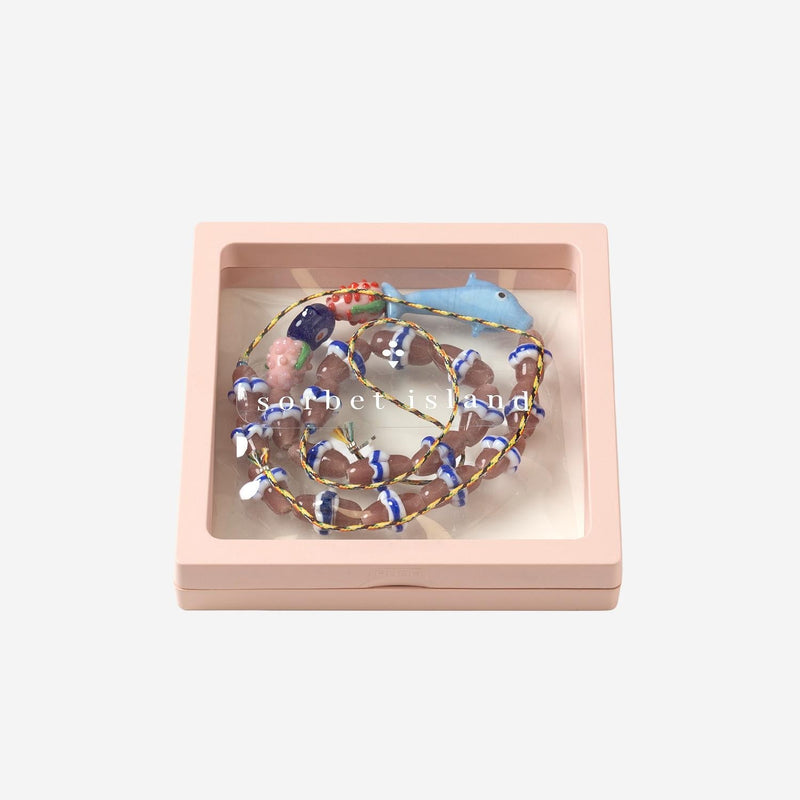Sorbet Island Glass Bead And Dolphin Charm Necklace — Multicolor Beads Fabric Necklaces