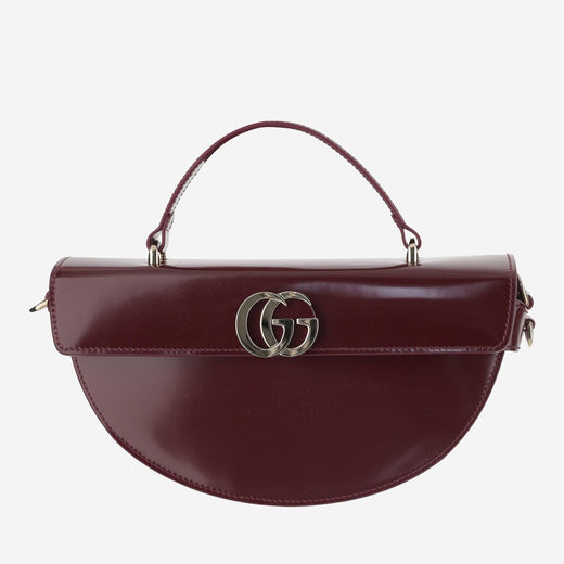 Gucci Smooth Leather Logo Top Handle Bag — Red