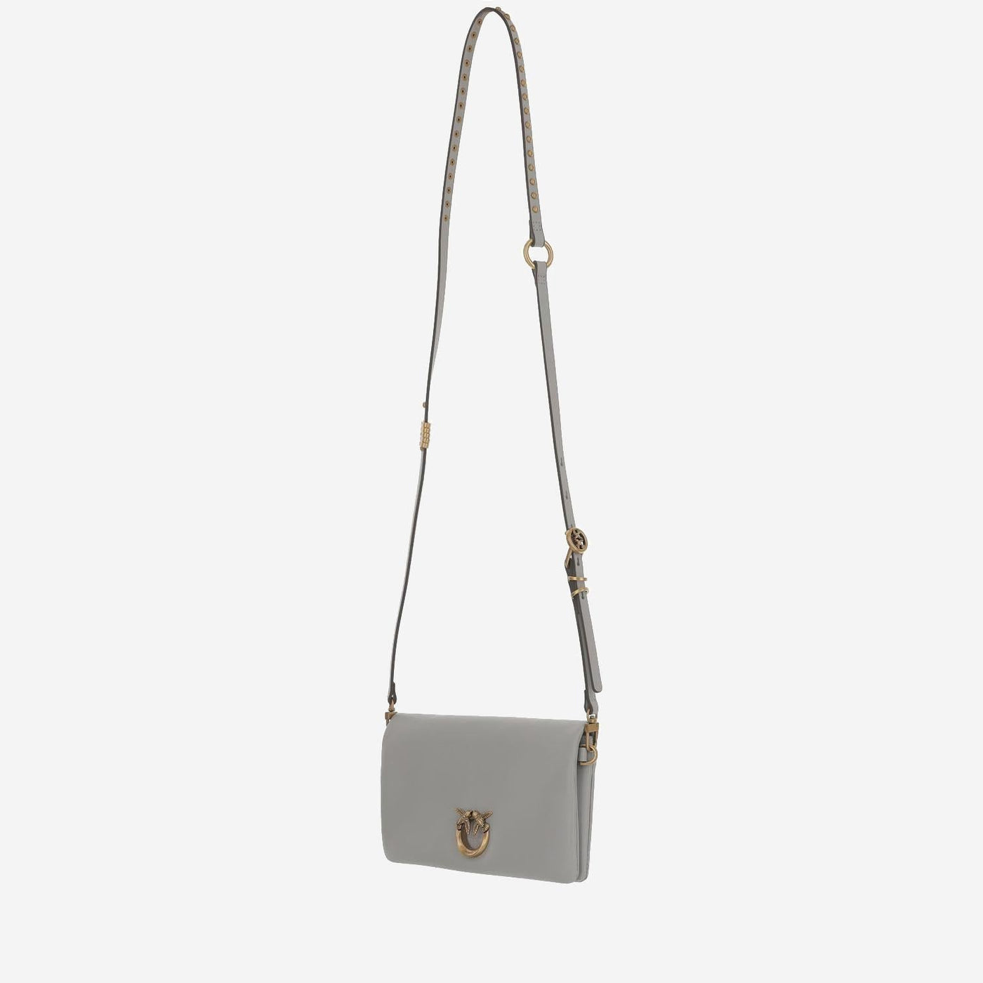 Pinko Smooth Leather Shoulder Bag — Grey