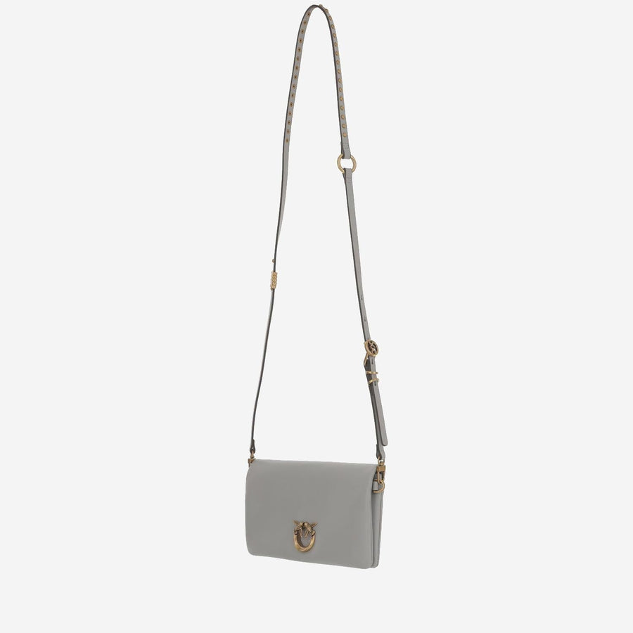 Pinko Smooth Leather Shoulder Bag — Grey