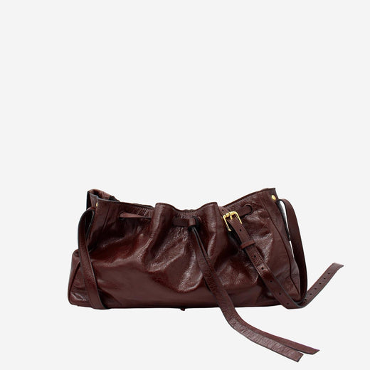 Radica Studio Hammered Nappa Leather Shoulder Bag — Brown Pelle