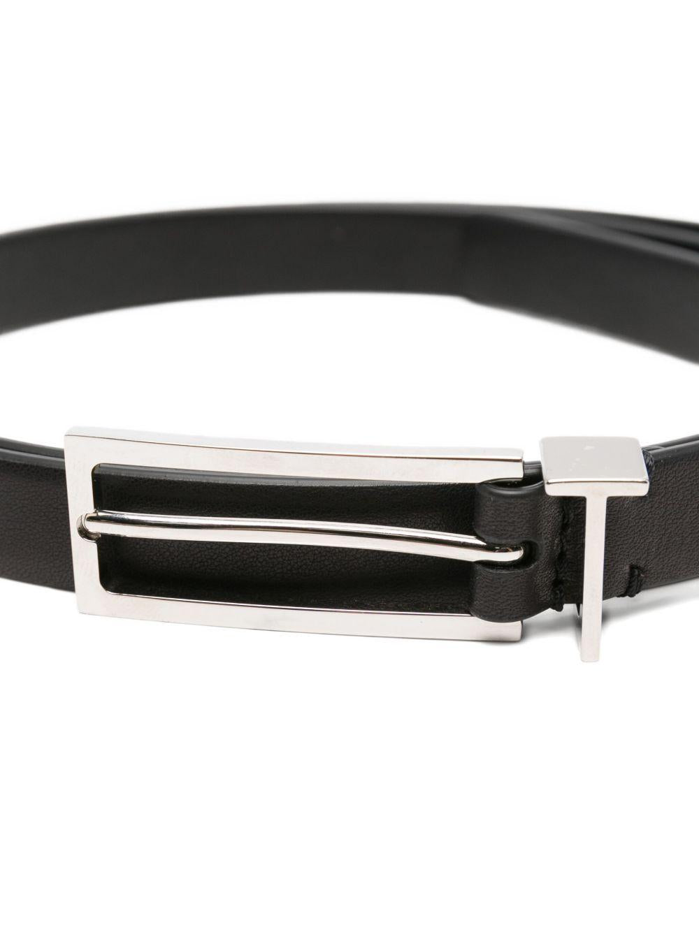 Tom Ford Polished Calf Leather T-Loop Belt — Black
